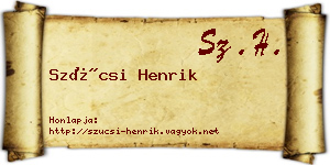 Szücsi Henrik névjegykártya